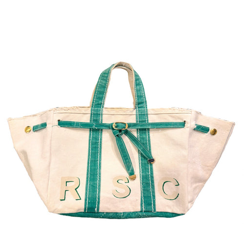 Monogrammed Birdie Fair Tote in Faded Green - Expected Ship Date: December 15, 2025