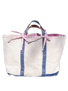 Large Vintage (1970) LL Bean Tote Lined in Quadrille Arbre de Matisse