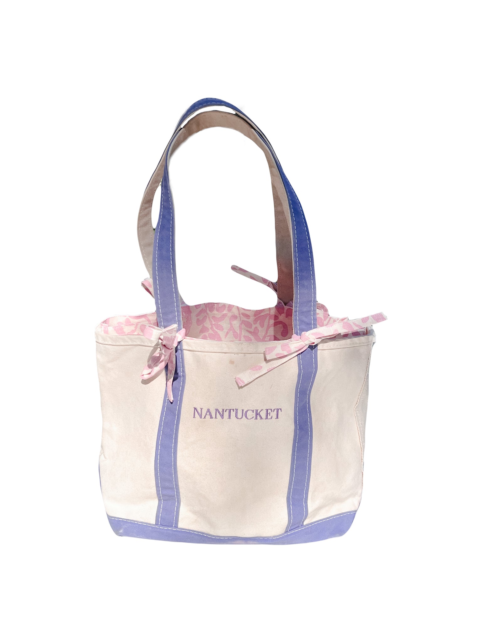 Medium Vintage (1990) Nantucket LL Bean Tote Lined in Quadrille Arbre de Matisse