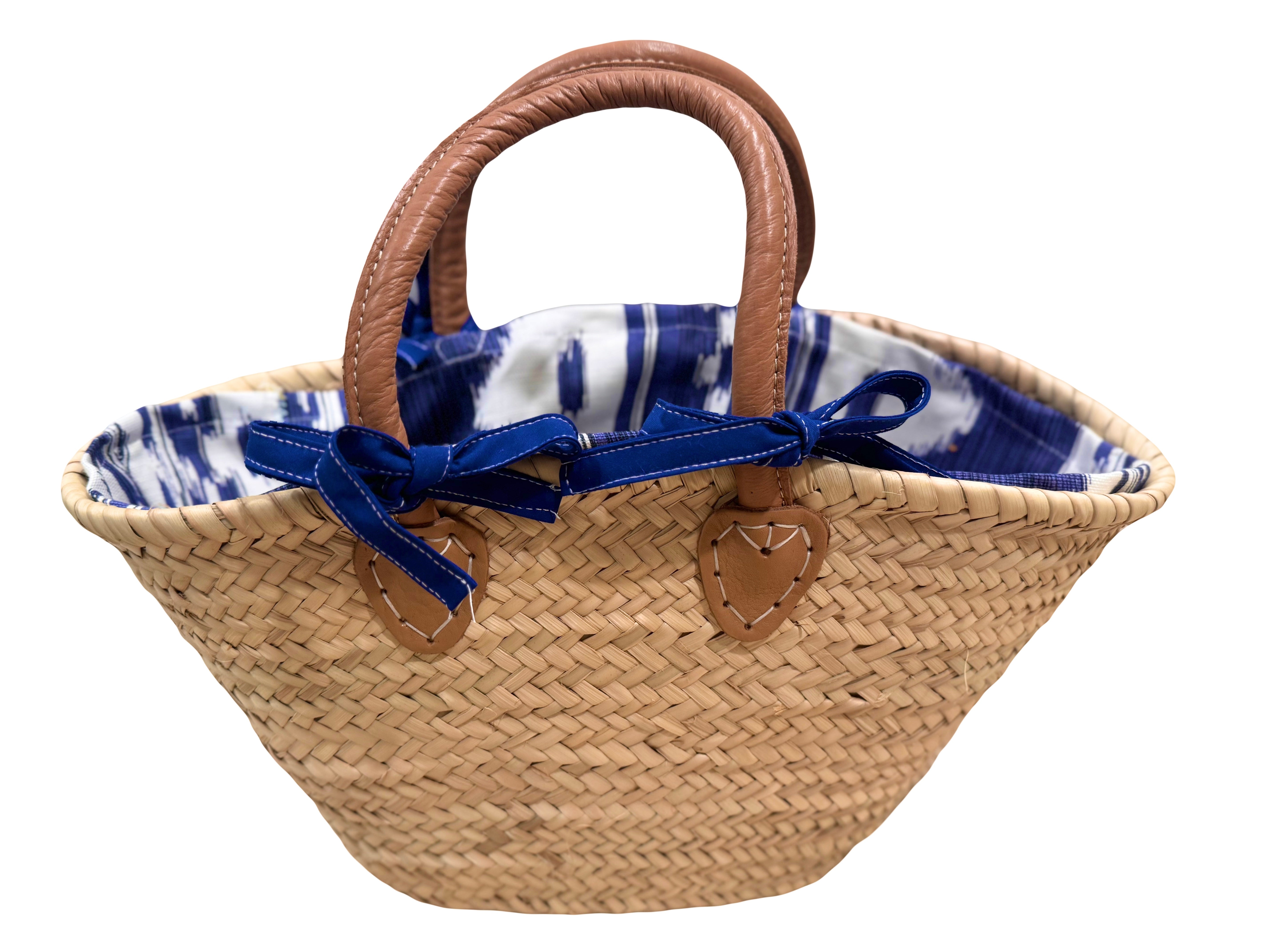 Medium French Basket Lined in Quadrille China Seas Bali Hai