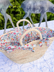 Medium Basket Lined in Liberty Betsy in Blue