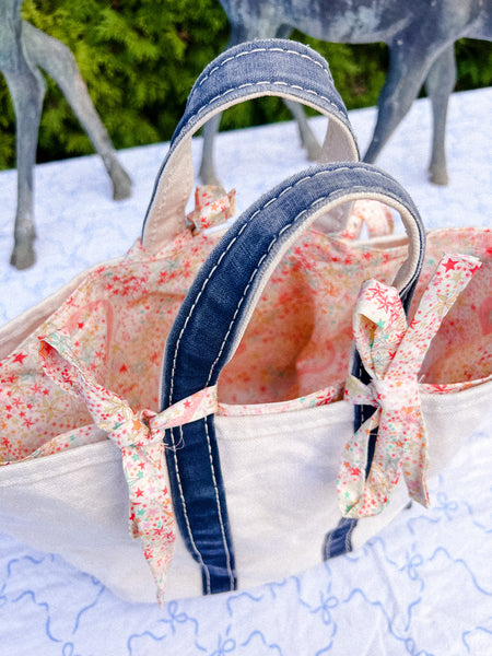 Medium Vintage (1970) LL Bean Tote Lined in Liberty Adelajda